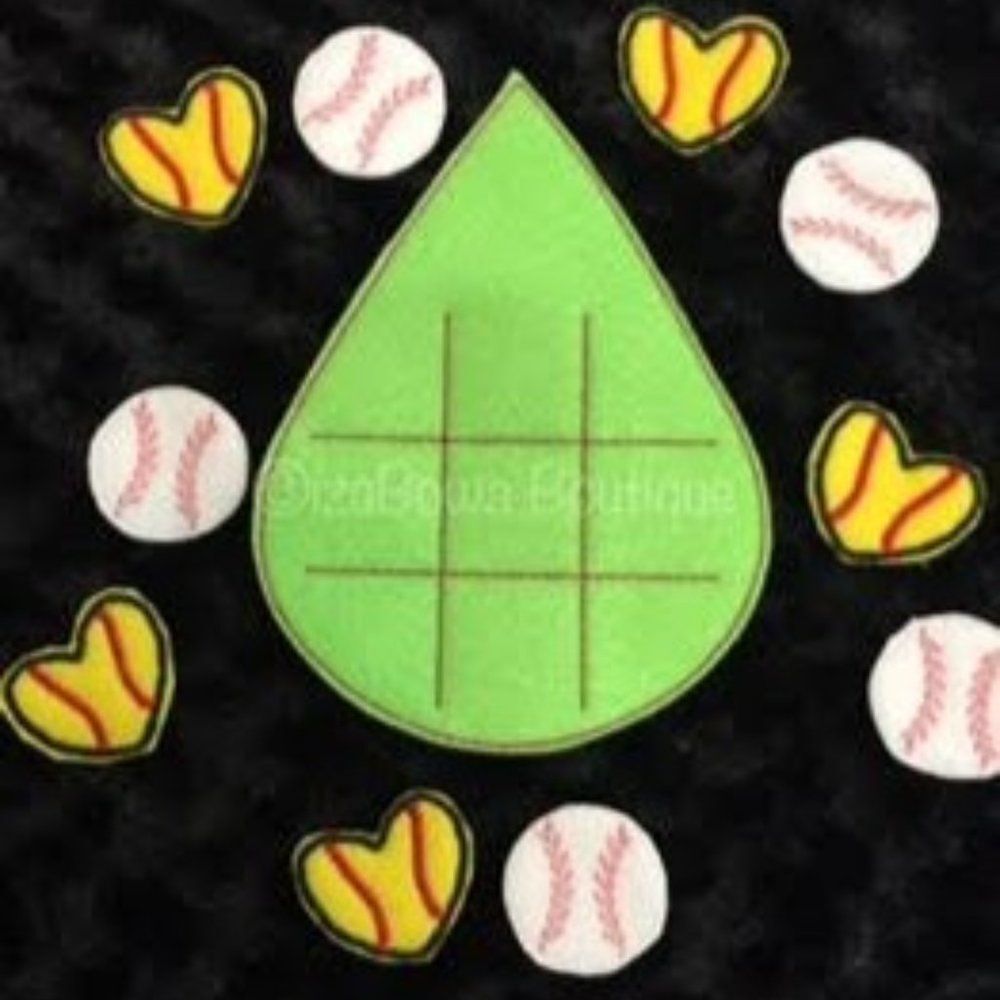 Baseball / Softball Felt Tic Tac Toe Game TTTBALL Handmade NWT Boutique